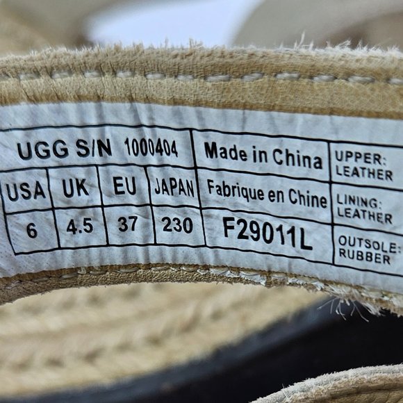 UGG Tawnie Beige/Cream Suede Espadrille Wedge Sandal 6 1000404 - Picture 12 of 13